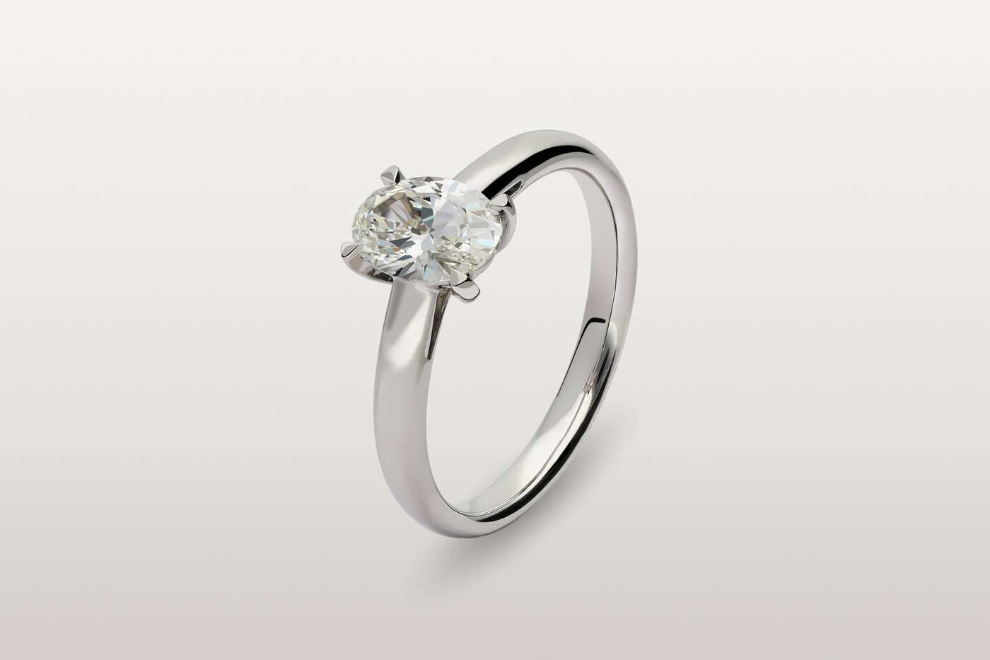 Bague Solitaire Platine Oval