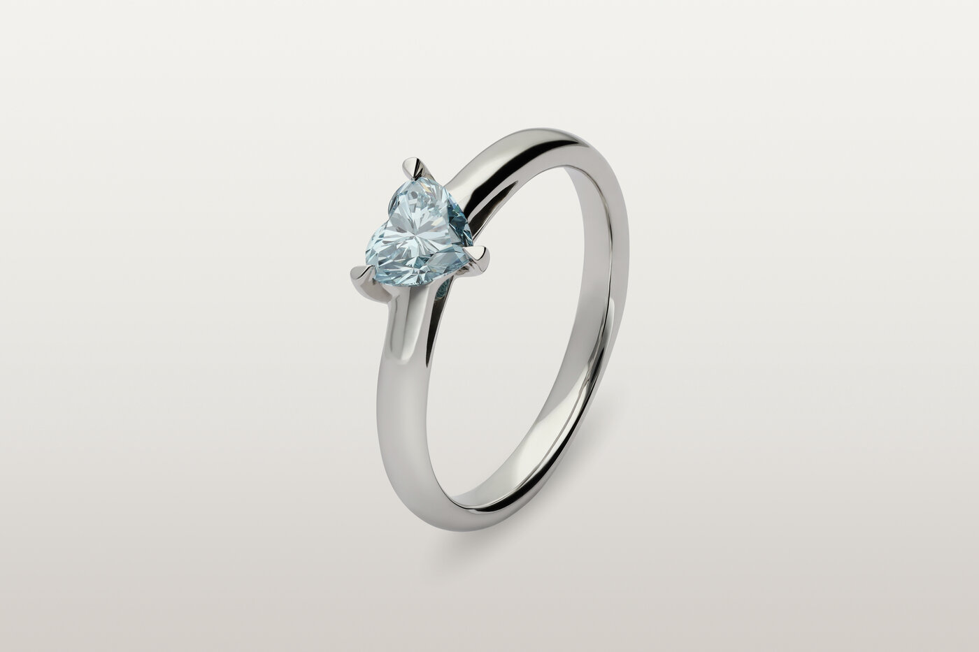 Bague Solitaire Platine Blue Heart