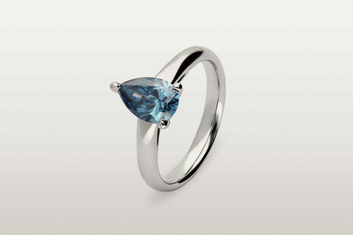 Bague Solitaire Platine Blue Pear