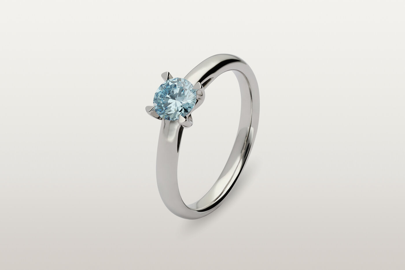 Bague Solitaire Platine Blue Round