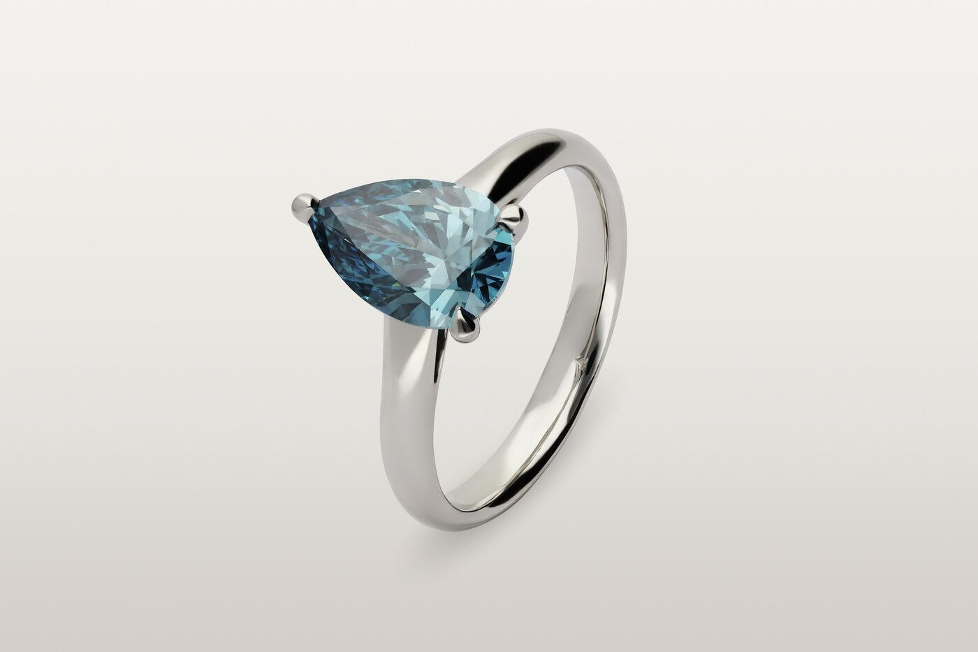 Bague Solitaire Platine Blue Pear