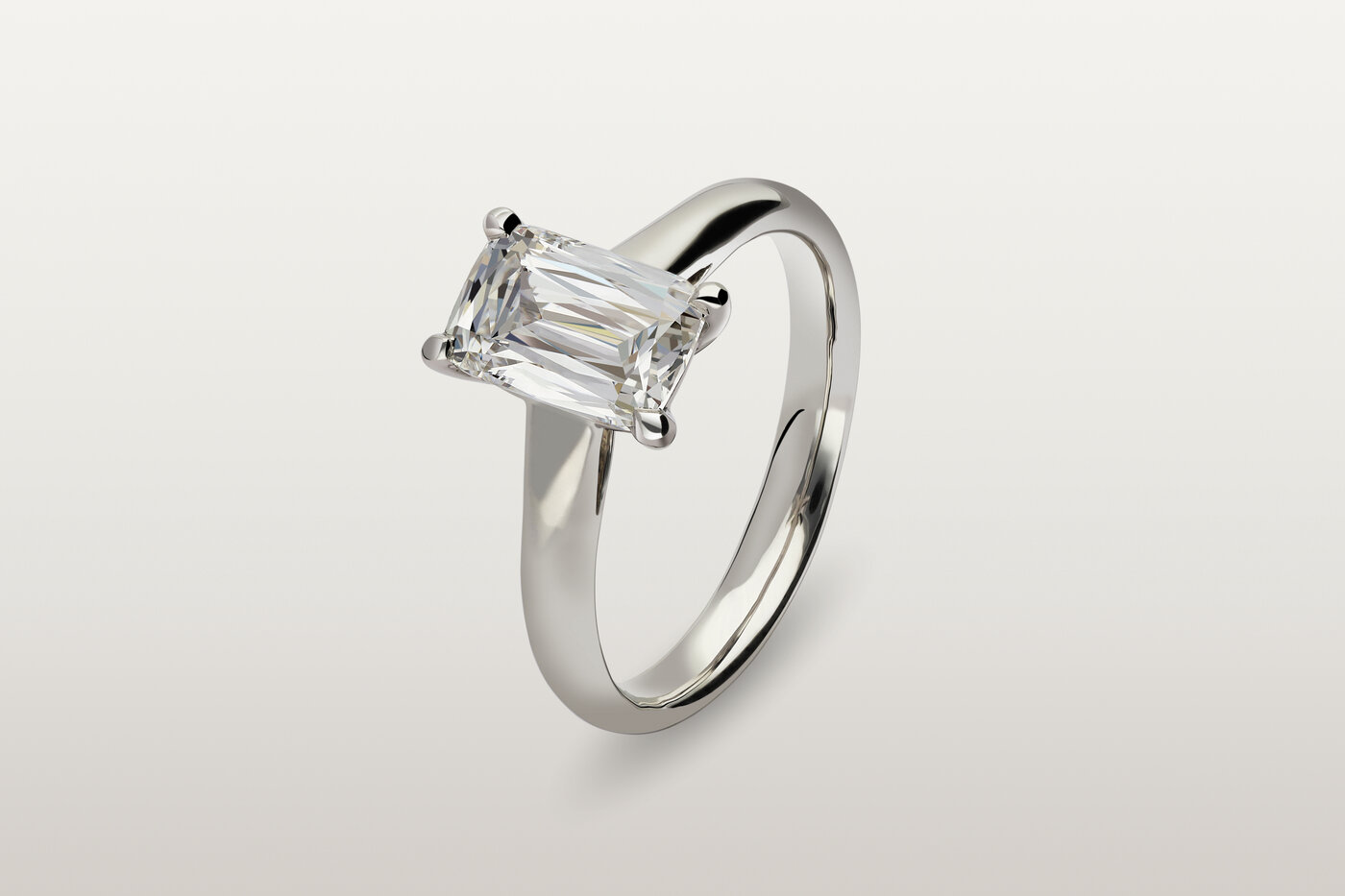 Bague Solitaire Platine Cushion