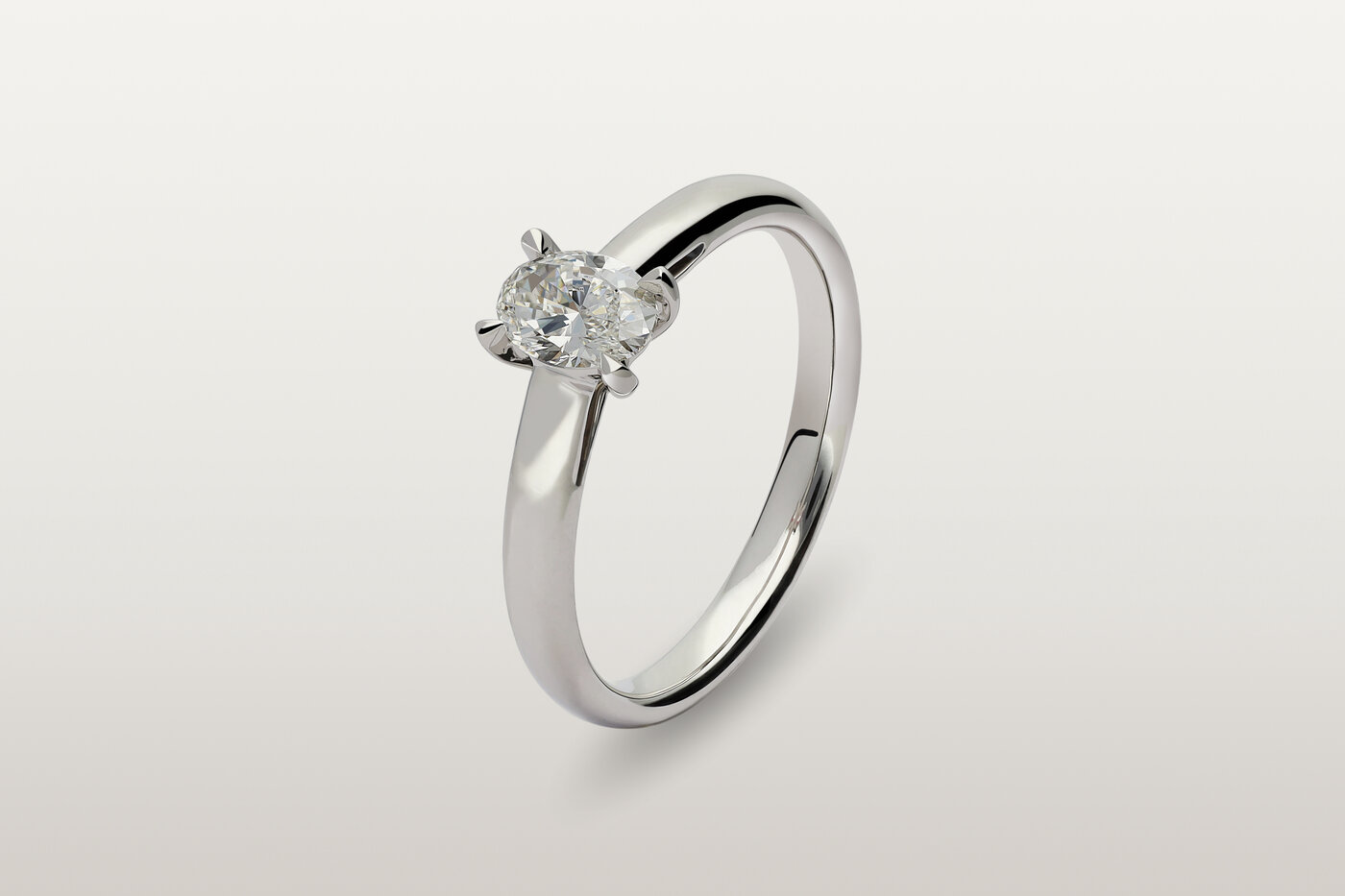 Bague Solitaire Platine Oval