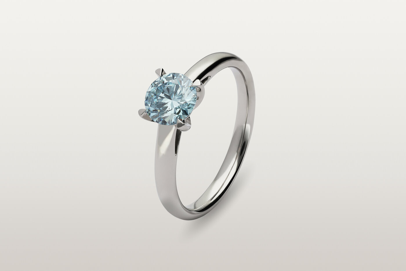 Bague Solitaire Platine Blue Round